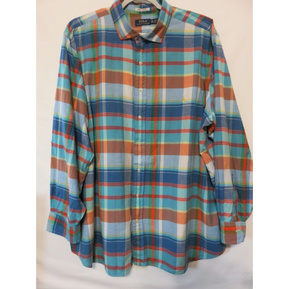 Mens Polo Ralph Lauren Indian Madras Button Down Shirt Size 3XB 3XL BIG Plaids